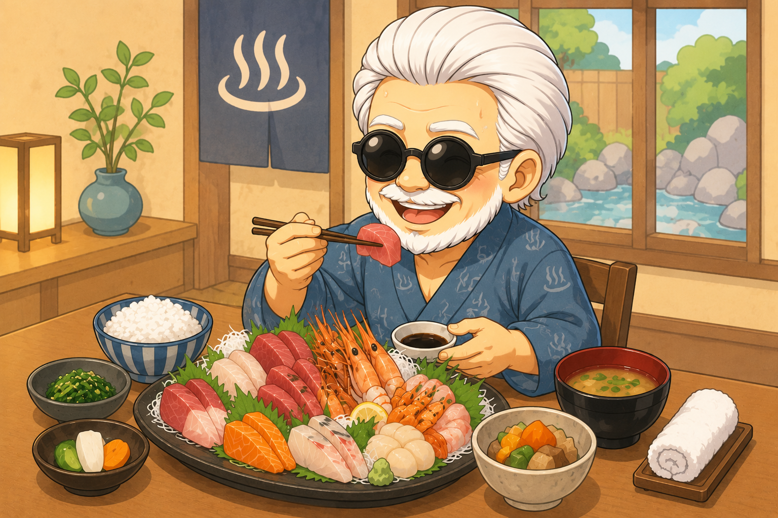サウナ後のビールと食事