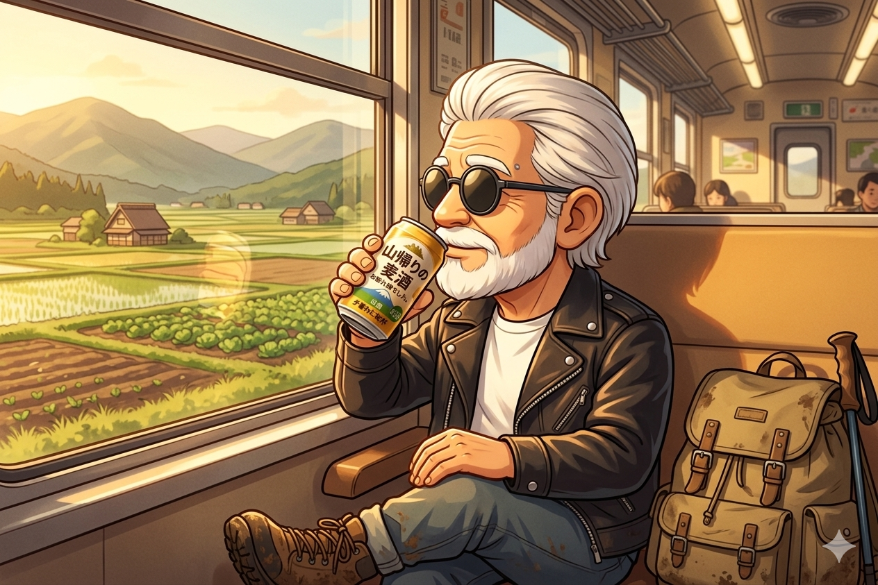 帰りの車窓と缶ビール