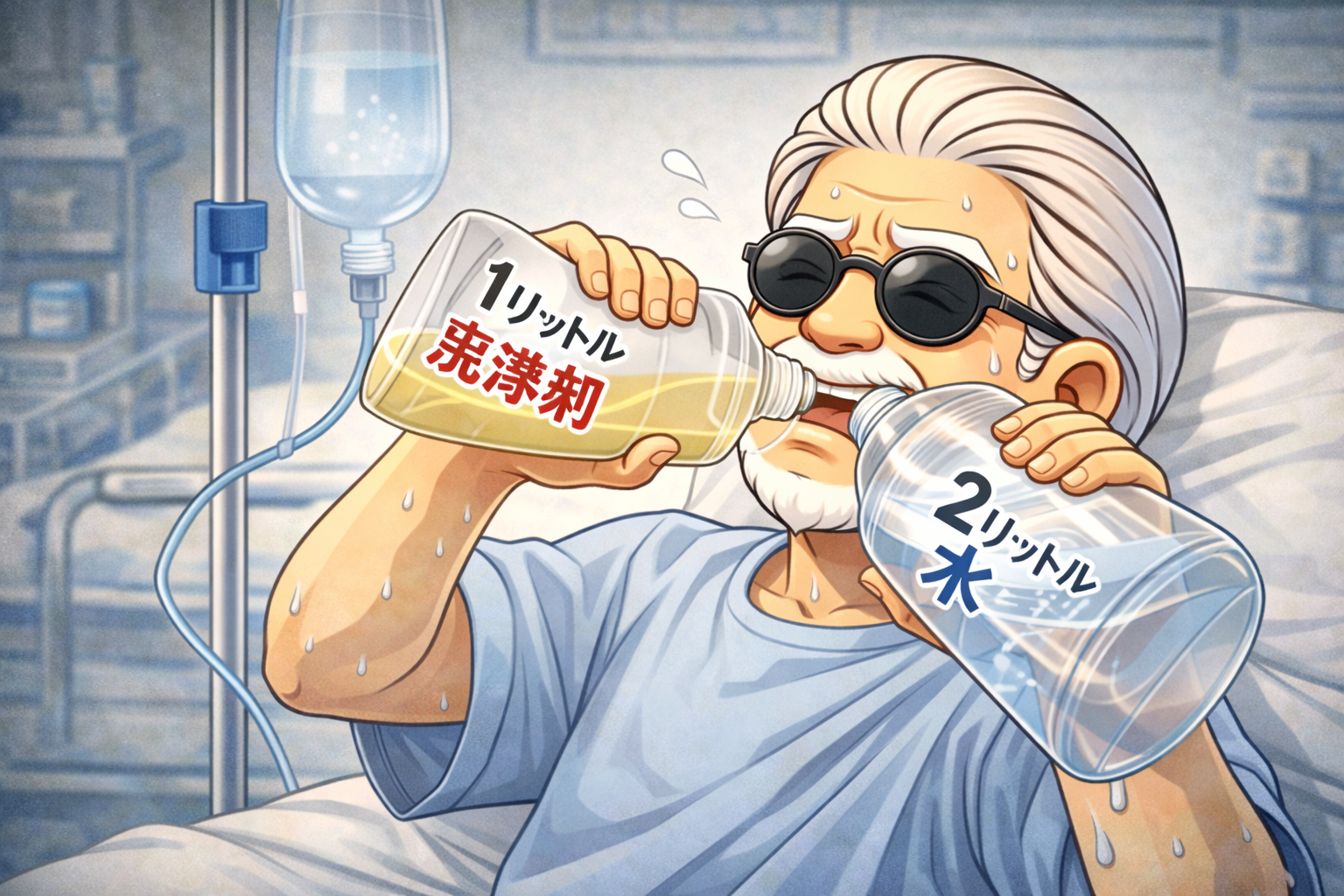 下剤がまずくて飲むのに苦労する